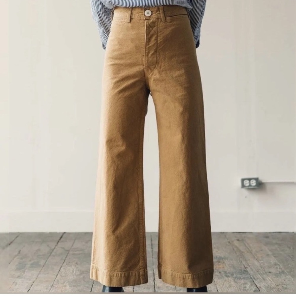 Jesse kamm sailor pants tobacco brown tan high waist flare wide leg everlane